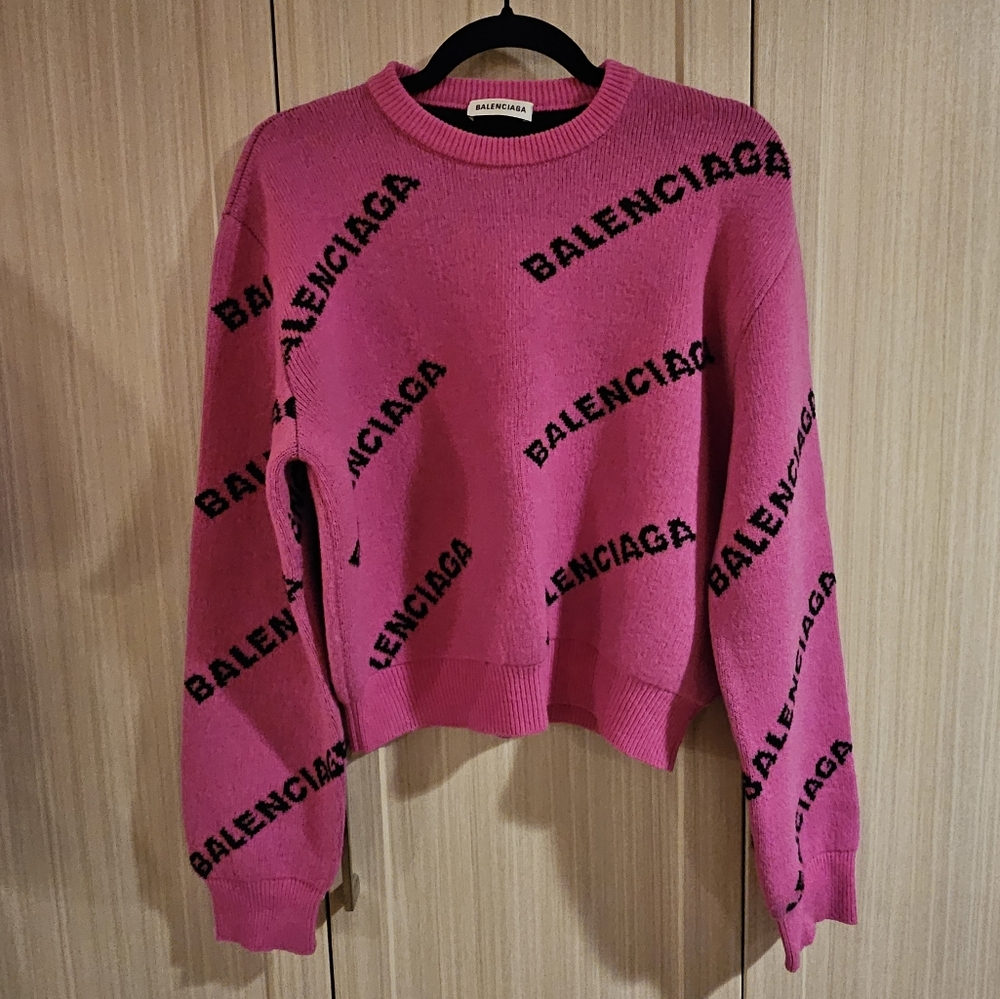 Balenciaga pink crop sweater